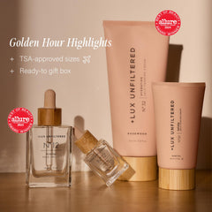 Lux Unfiltered N°32 pump detail highlighting easy application and travel size