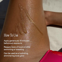 Lux Unfiltered shimmer detail on skin showing luminous, non-glitter finish
