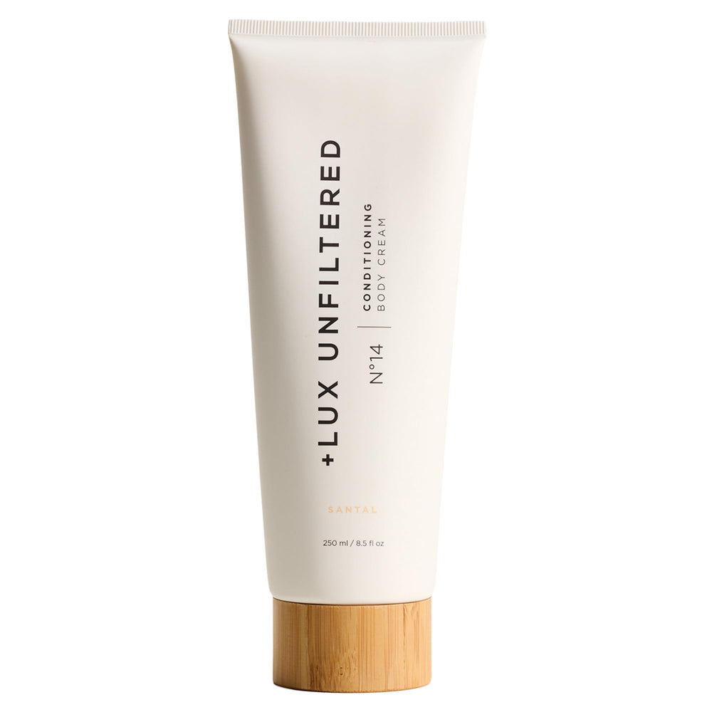 Lux Unfiltered front bottle showing product label and santal scent benefit