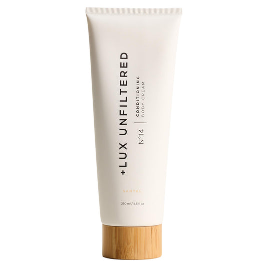 Lux Unfiltered front bottle showing product label and santal scent benefit