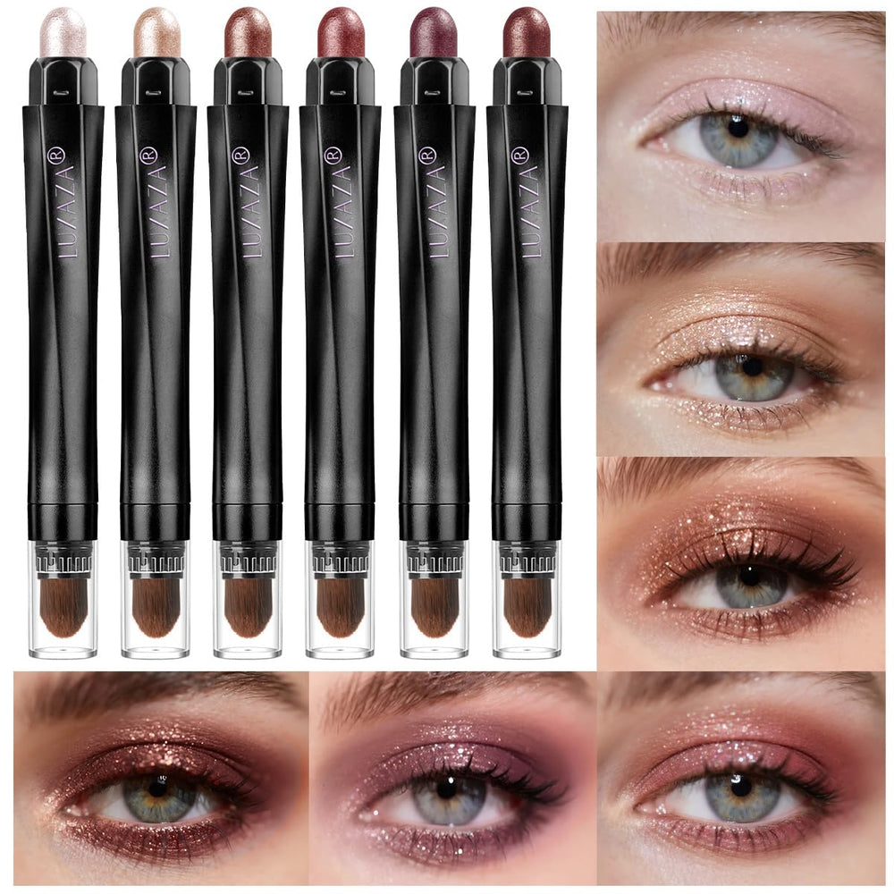 LUXAZA blending brush end detail, integrated brush for seamless blending benefit