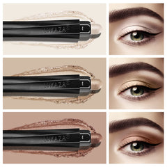 LUXAZA close-up of champagne metallic stick texture, silky blend benefit