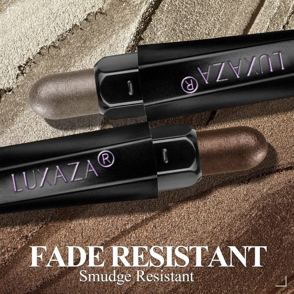 LUXAZA dual-ended pencil with soft synthetic brush for on-the-go blending