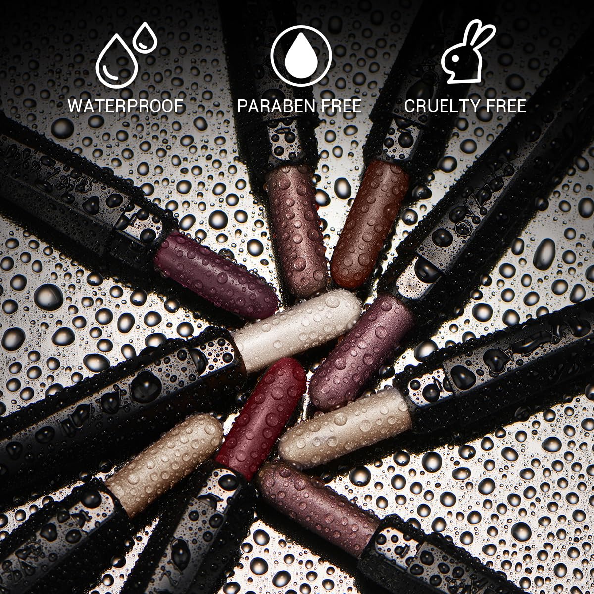 LUXAZA eye application in progress, waterproof wear and blendable finish benefit