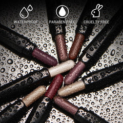 LUXAZA eye application in progress, waterproof wear and blendable finish benefit