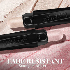 LUXAZA eyeshadow stick applied on eyelid illustrating easy, crease-resistant wear