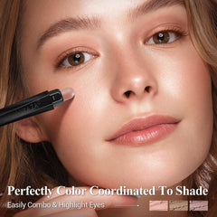 LUXAZA PRO applied on eyelids demonstrating coordinated shades and natural enhancement