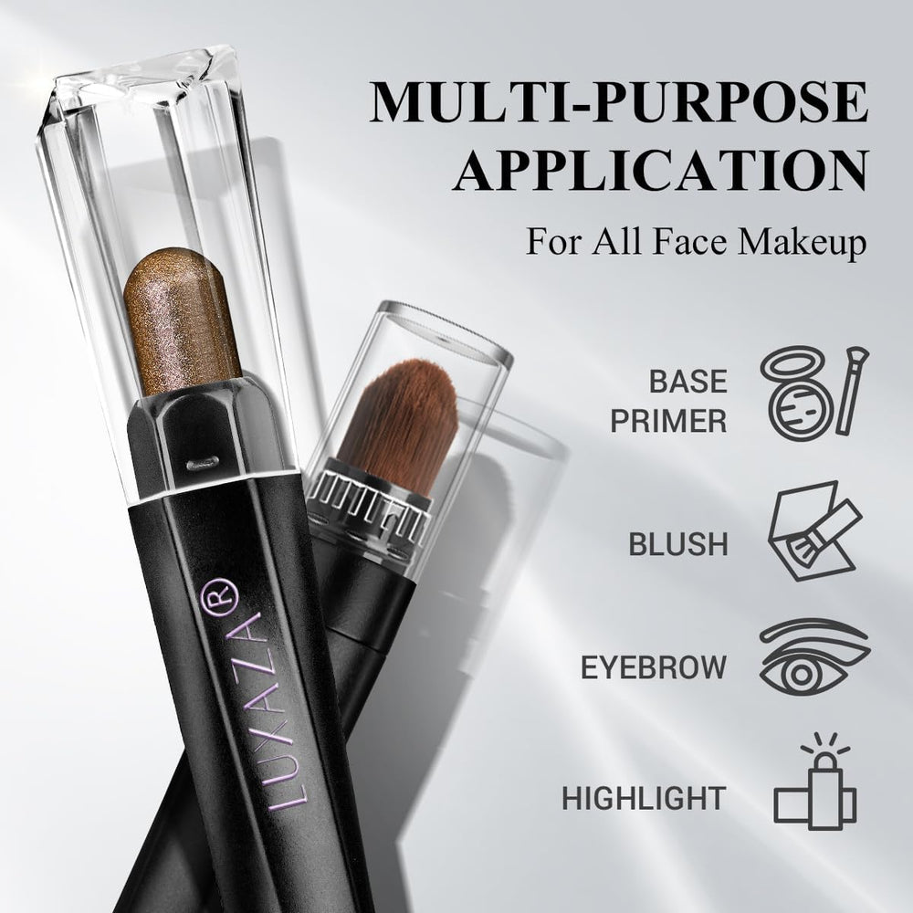 LUXAZA PRO next to lipstick showing compact size and travel convenience benefit