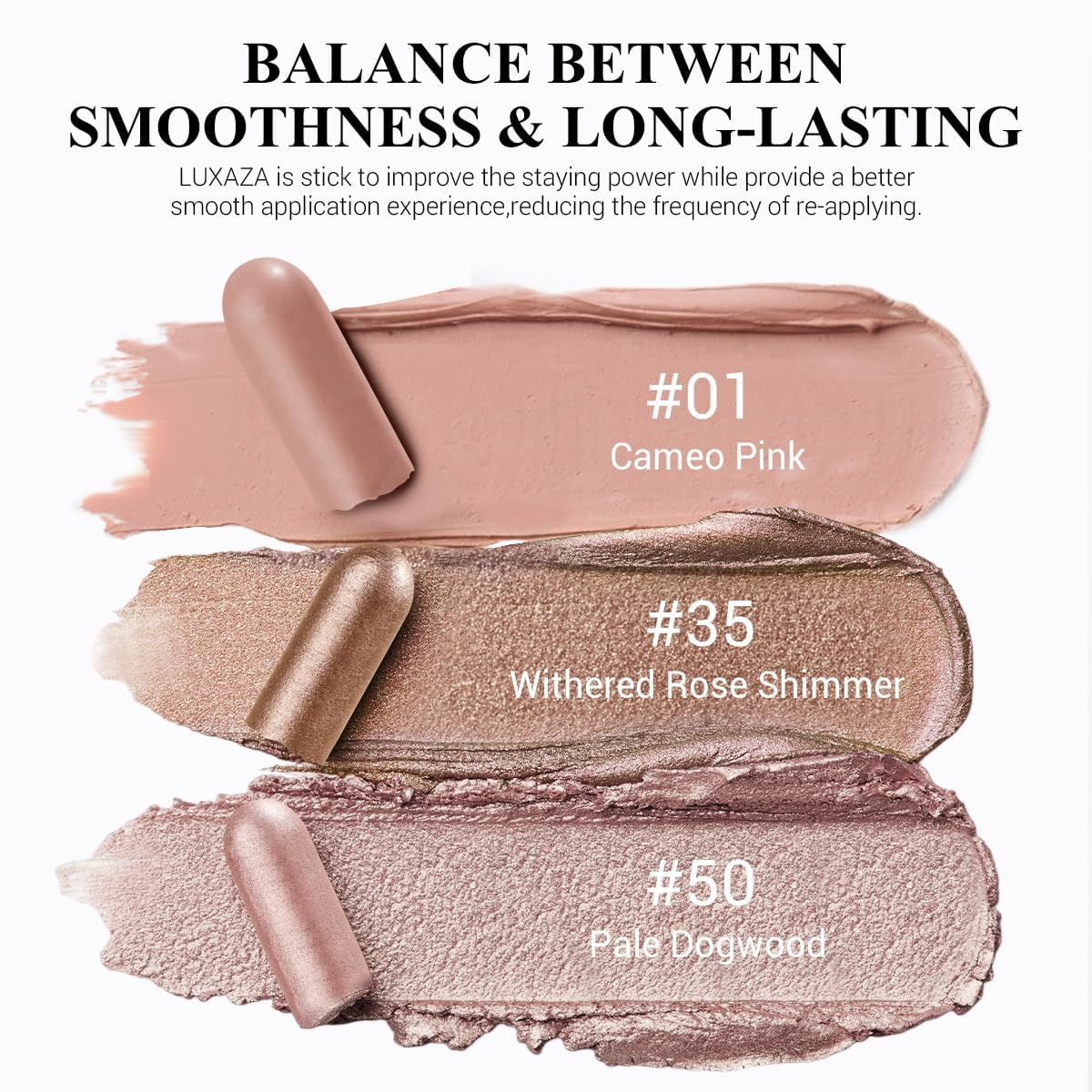 LUXAZA PRO cream texture close-up showing smooth finish and blendability benefits
