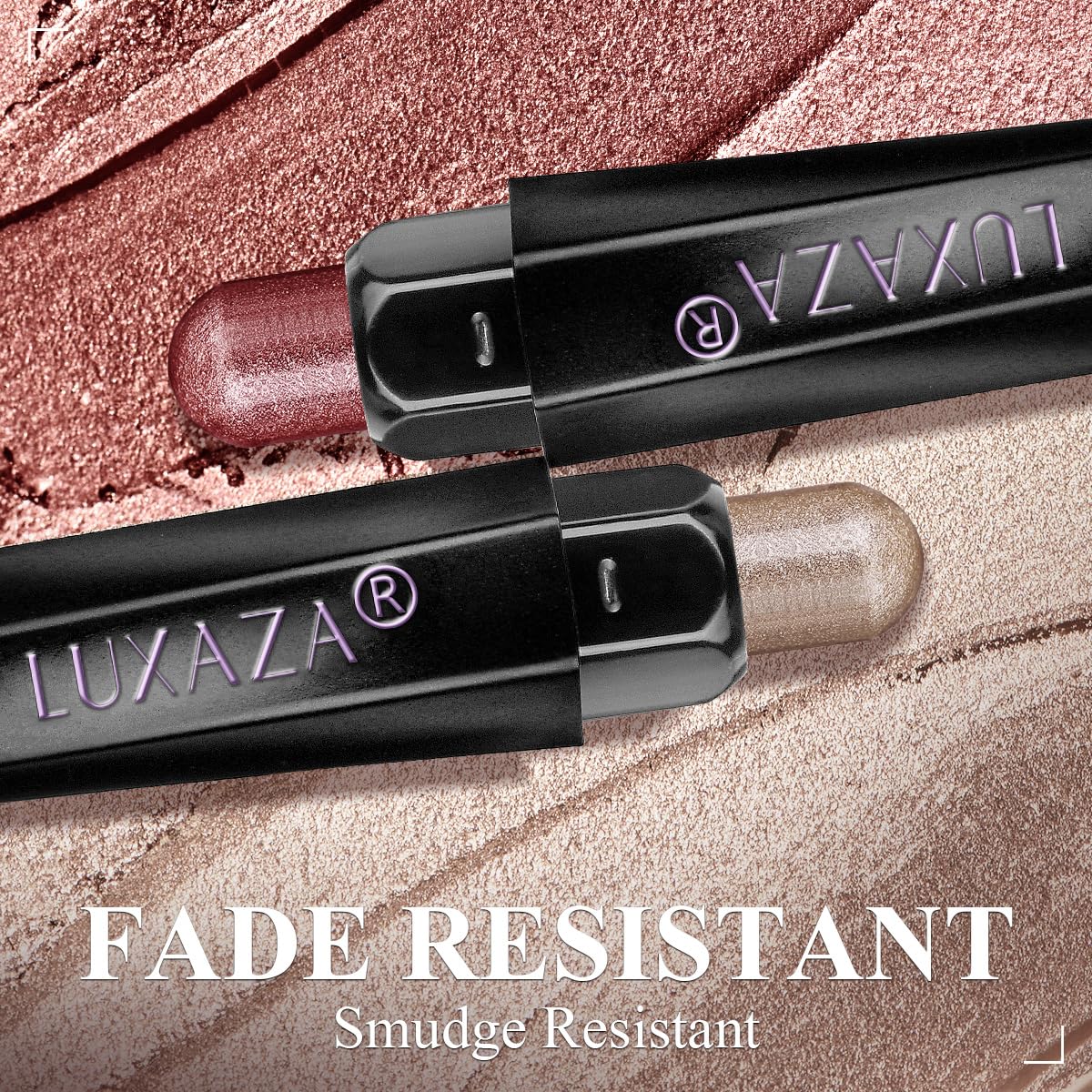 LUXAZA swatches on skin arm, long-lasting pigment and color payoff benefit