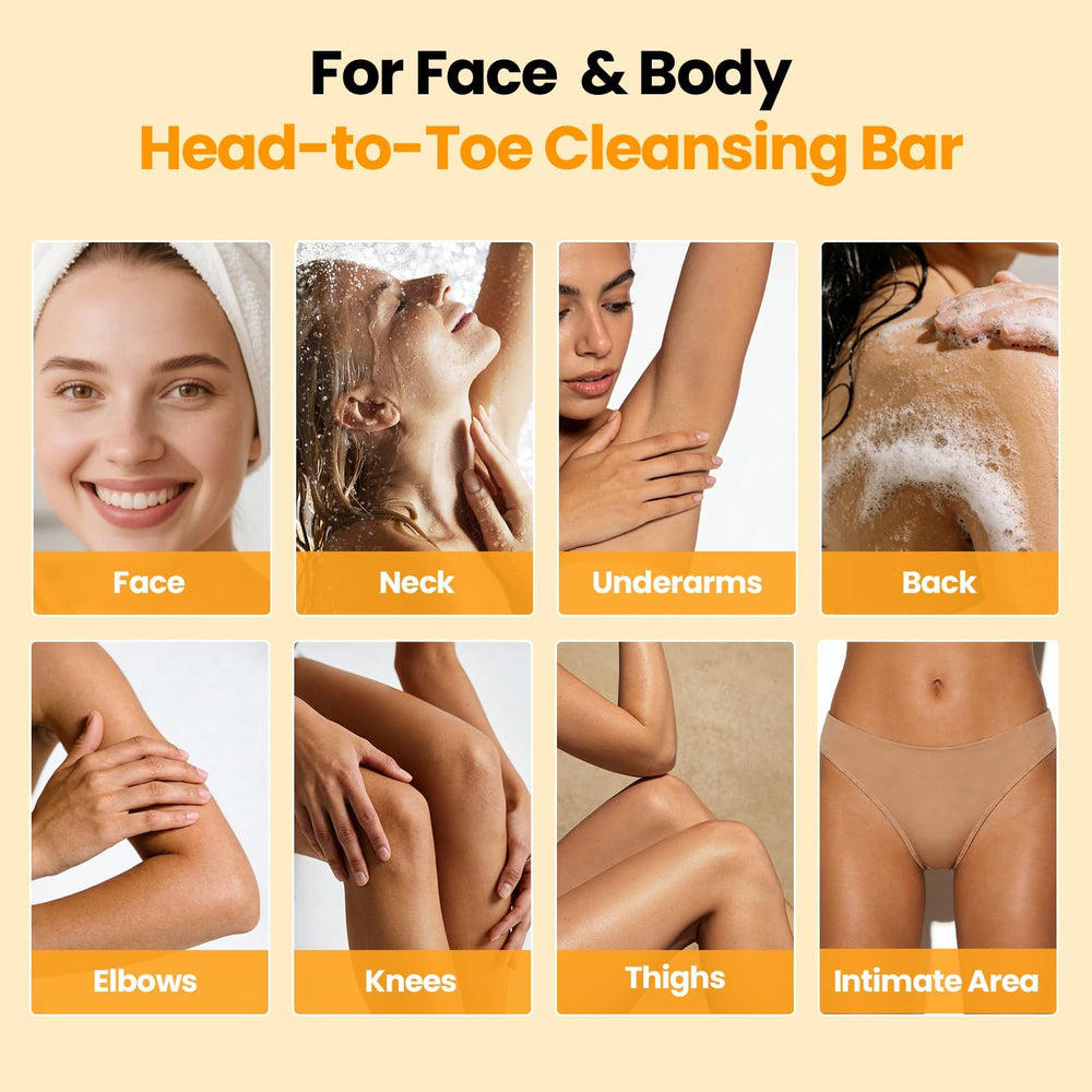LUXDOUCE applied in shower on body showing even-tone cleansing benefit