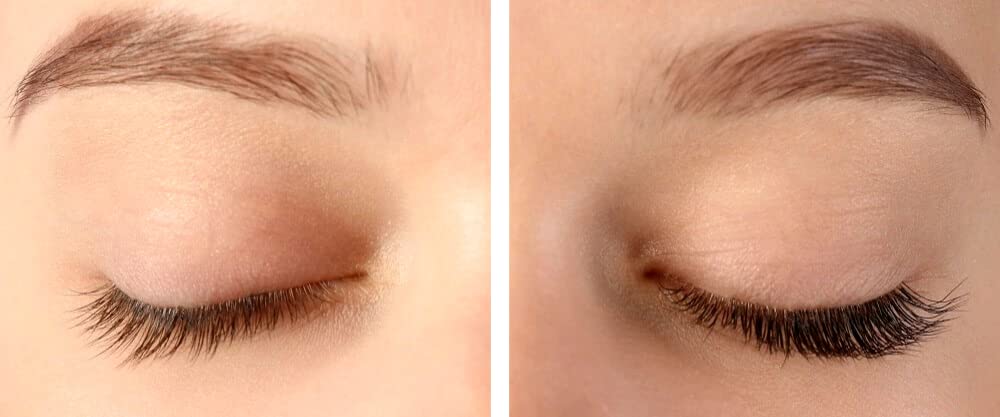 LUXE eyelash serum placed on a vanity with makeup, illustrating easy daily routine