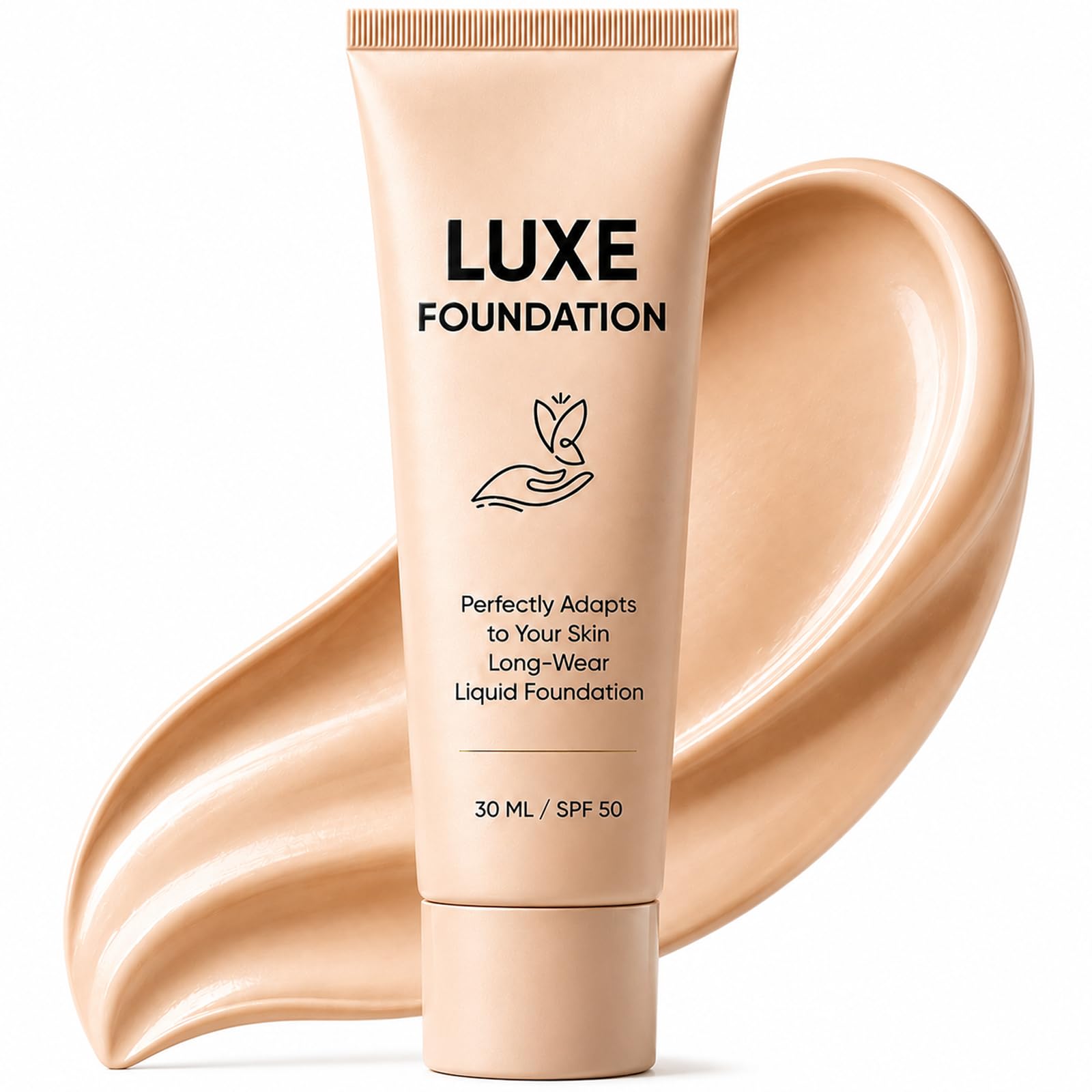 LUXE FOUNDATION front packaging showing bottle and label for clean shelf display