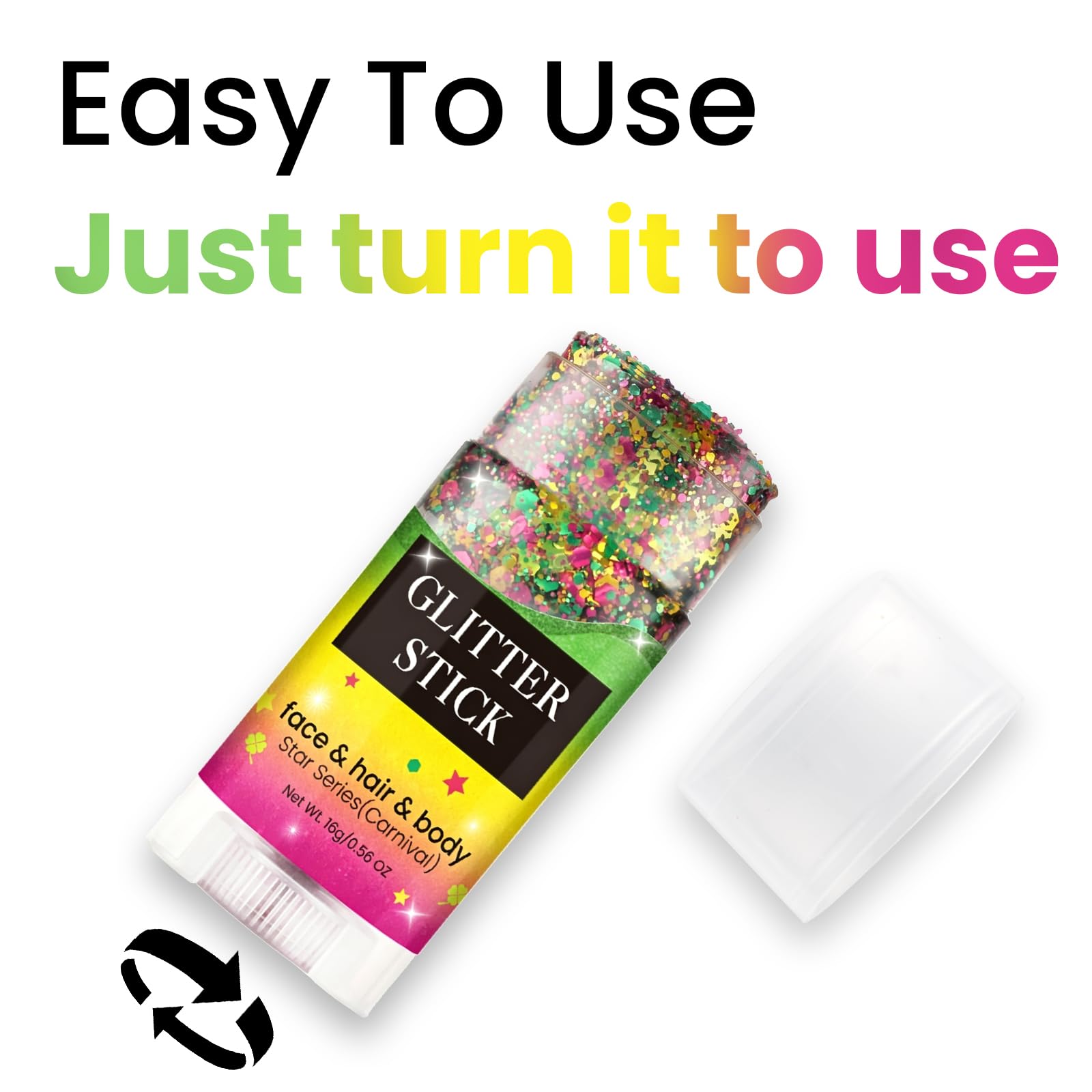 Luxfume green glitter face art in lifestyle shot showing playful event-ready style