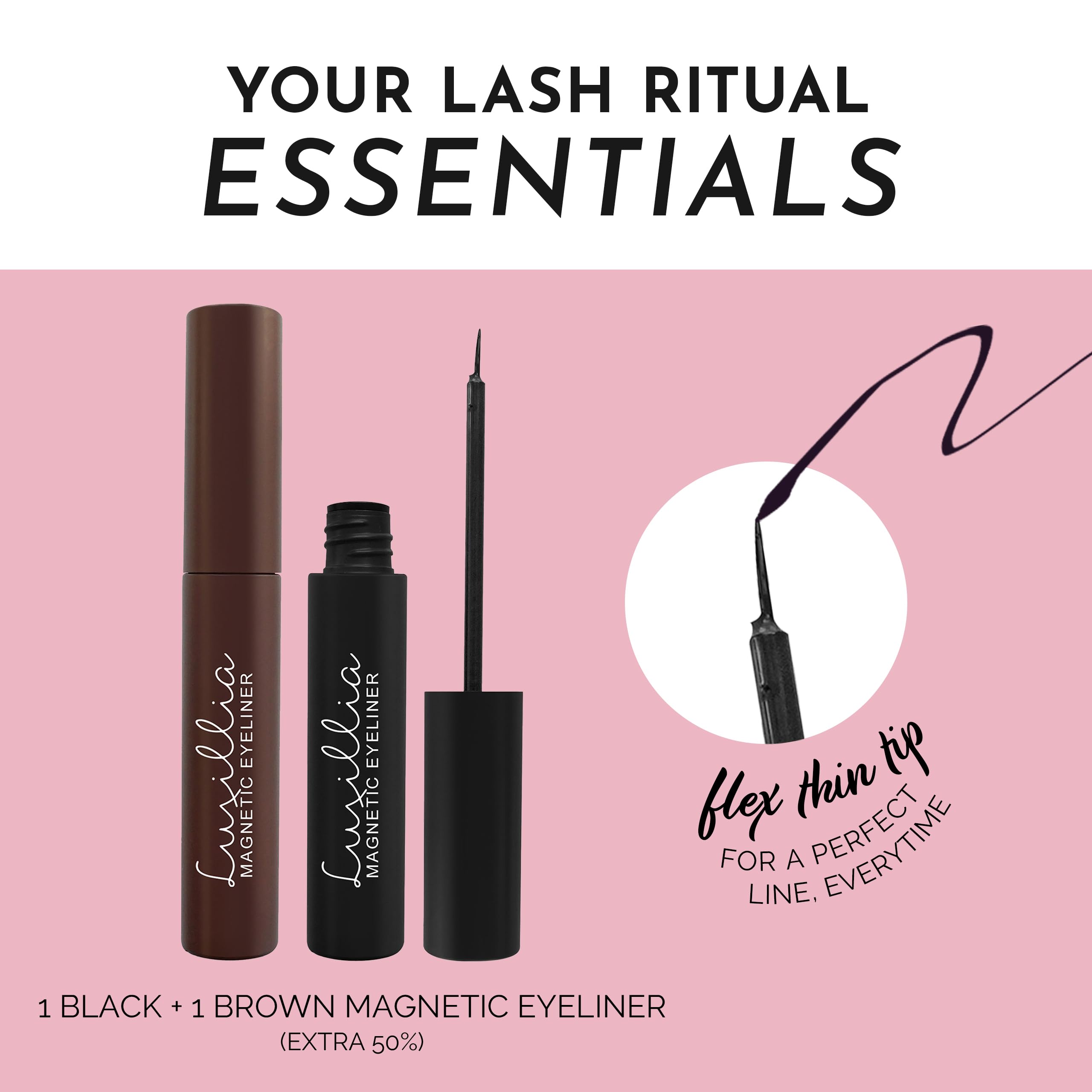Luxillia black liner stroke demonstrating intense pigment and definition
