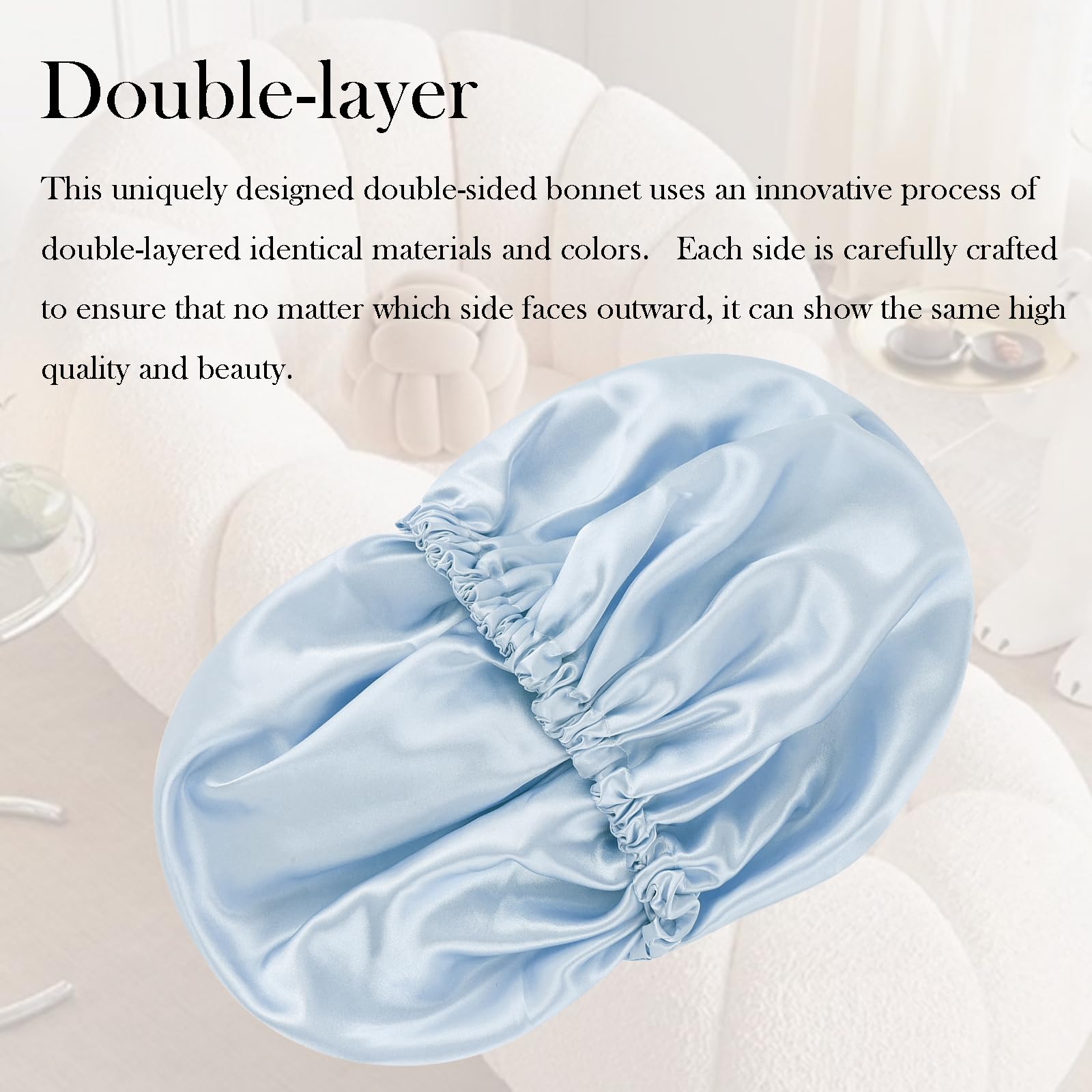 Luyfrsuu bonnet next to ruler showing 13-inch diameter for full hair coverage