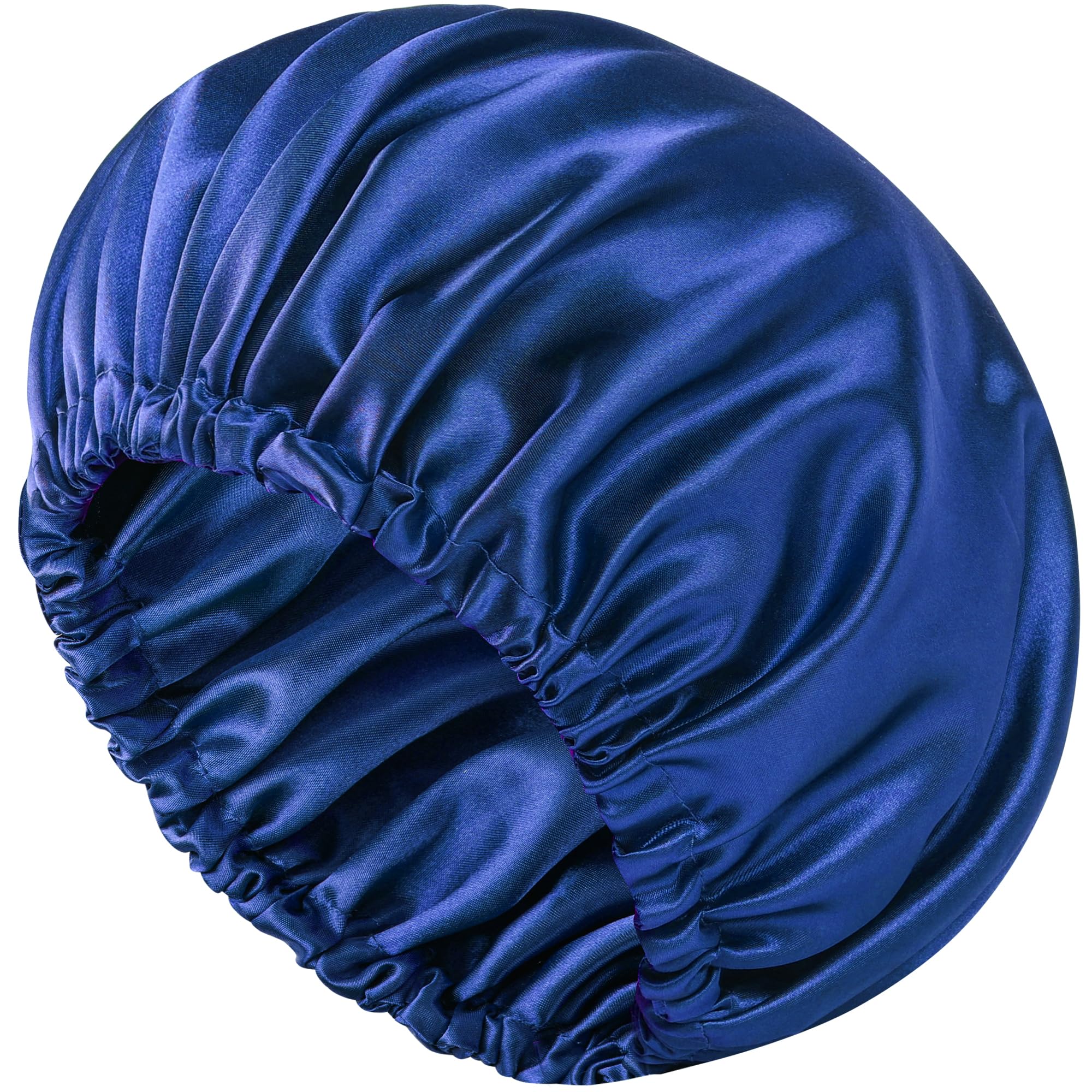 Luyfrsuu bonnet front view showing smooth satin and secure band benefits protection