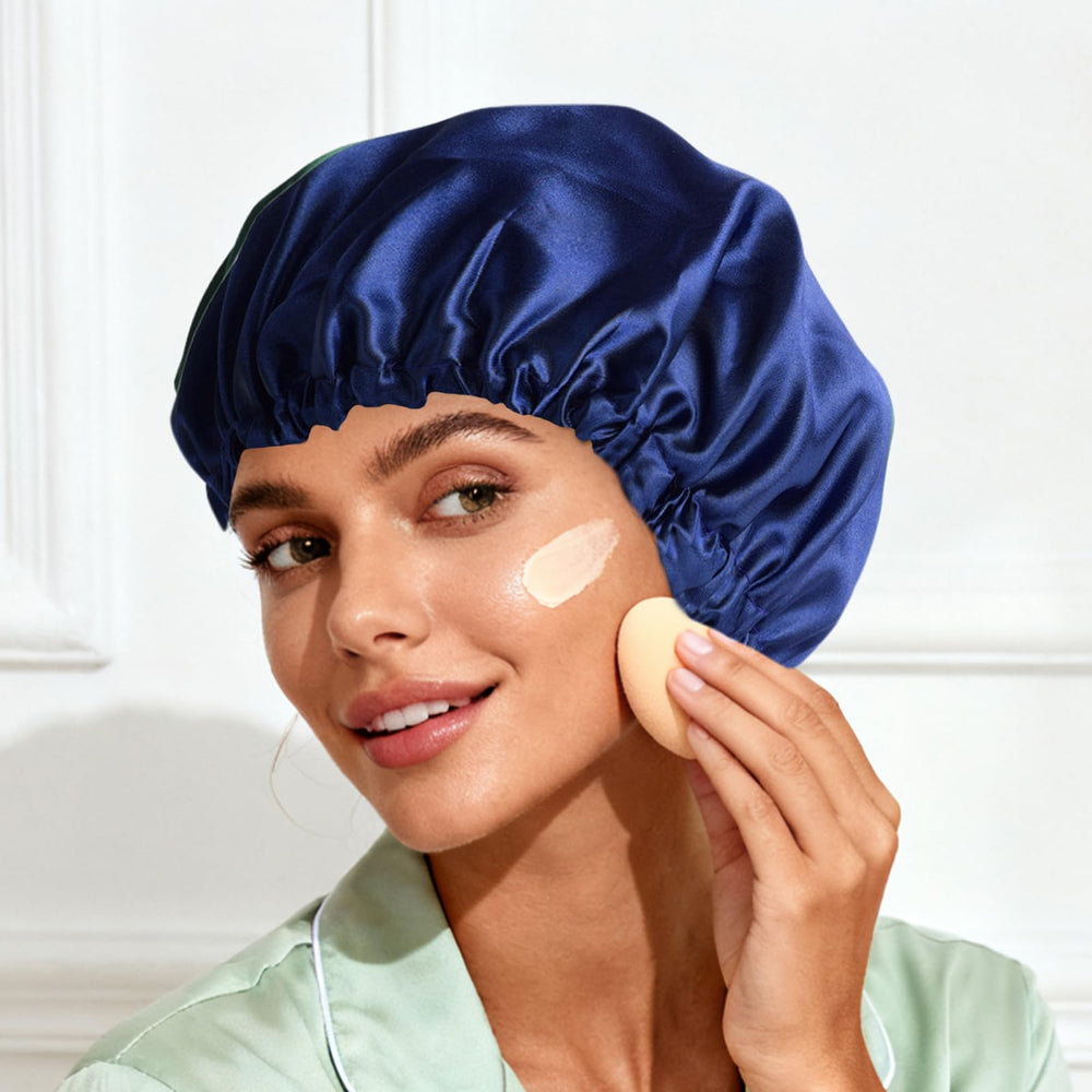 Luyfrsuu bonnet styled on bedside table signifying nightly hair care routine