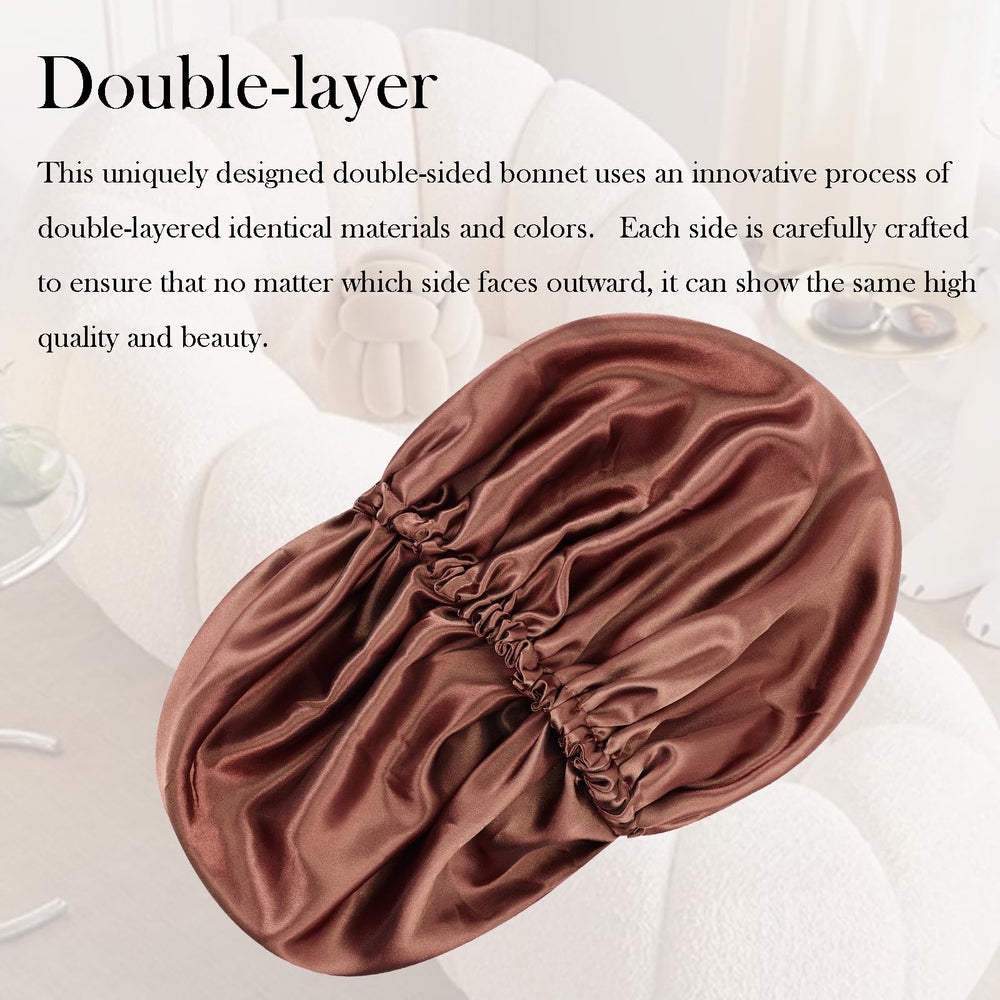 Luyfrsuu bonnet on pillow in bedroom scene promoting gentle overnight care