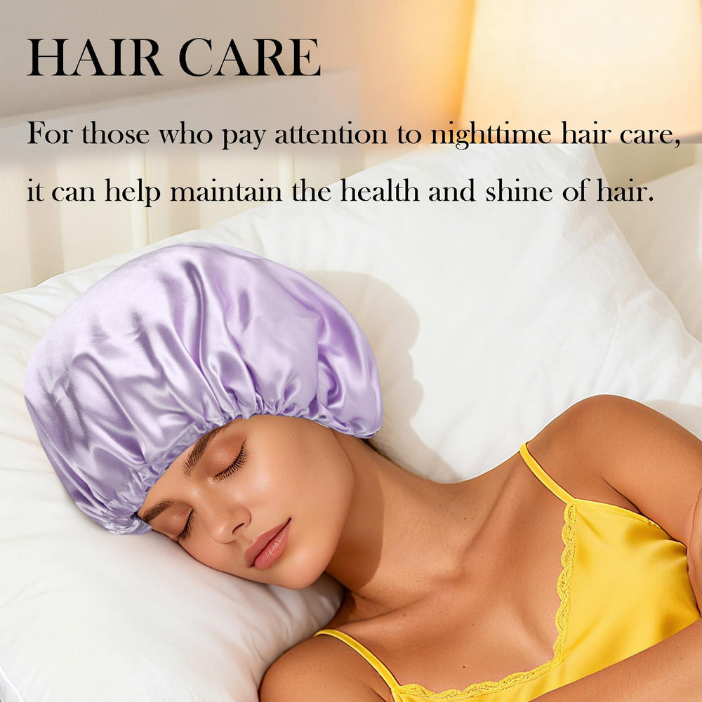 Luyfrsuu model sleeping wearing bonnet illustrating comfortable overnight protection