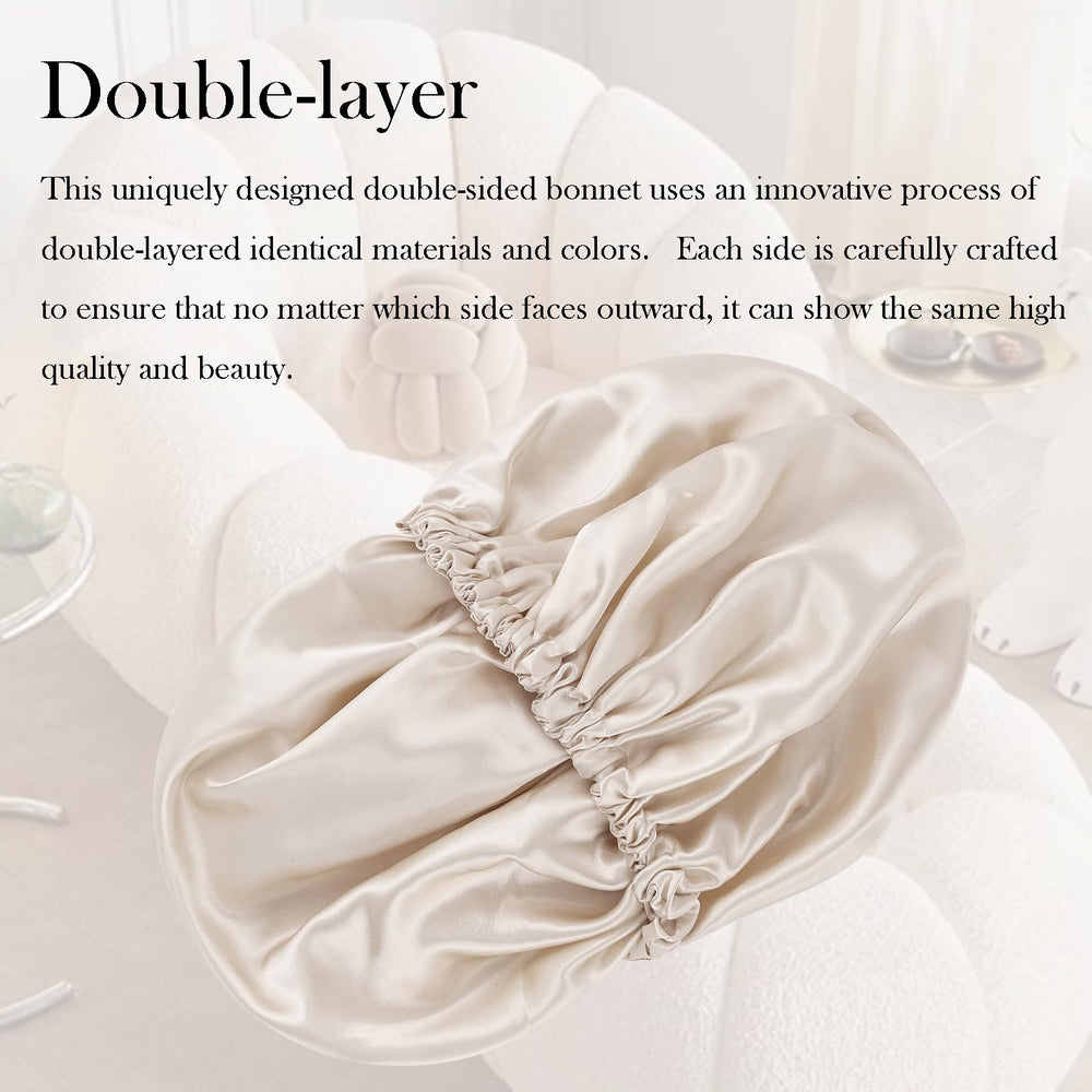 Luyfrsuu bonnet next to hand showing 13-inch size and room for volume