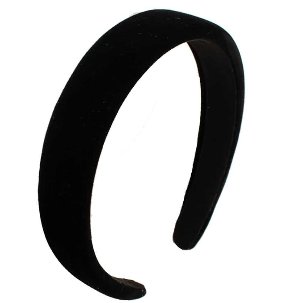 Lvyeer front view black velvet headband shows sleek shape and keeps hair tidy
