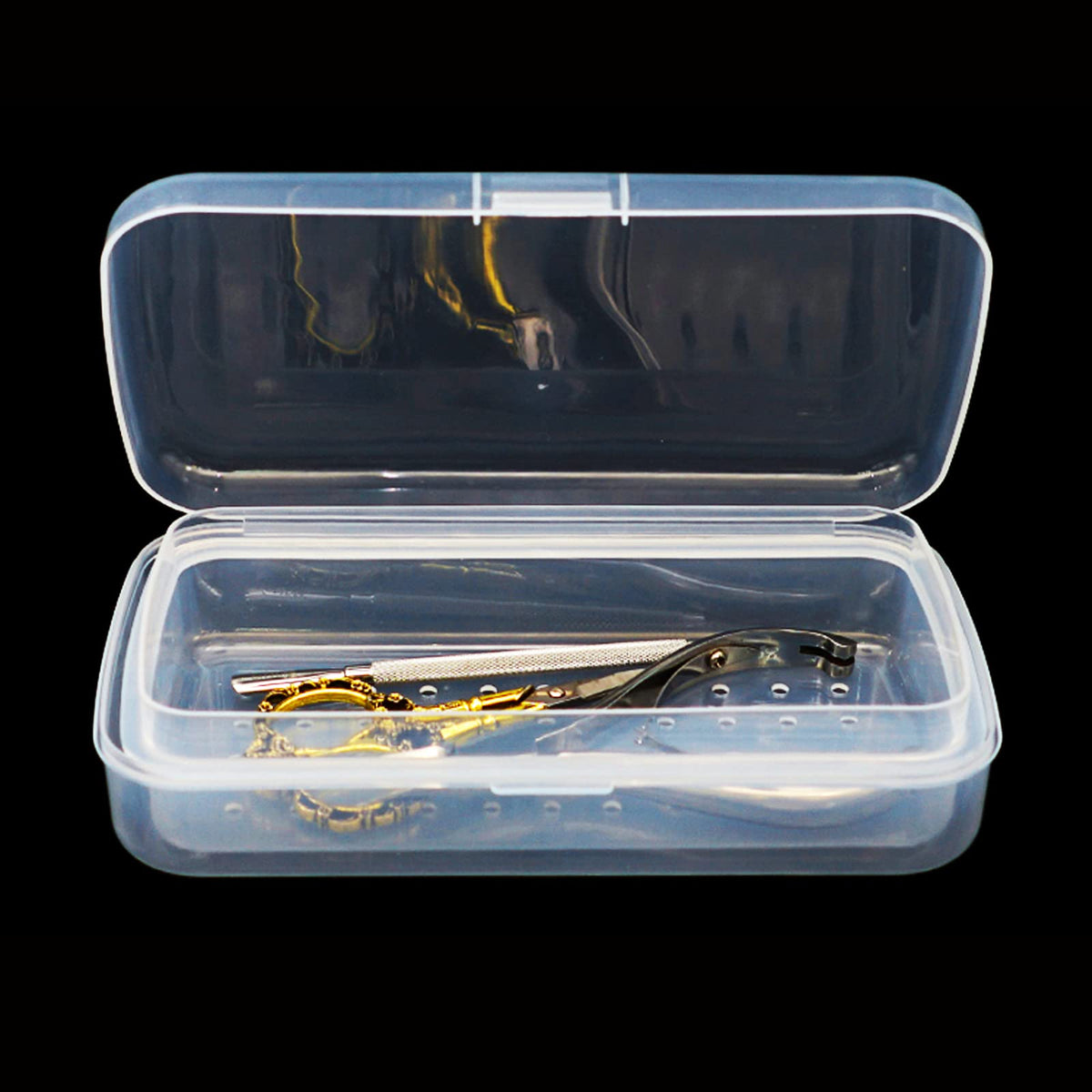 LXIANGN sterilizer box front view showing transparent lid and neat storage