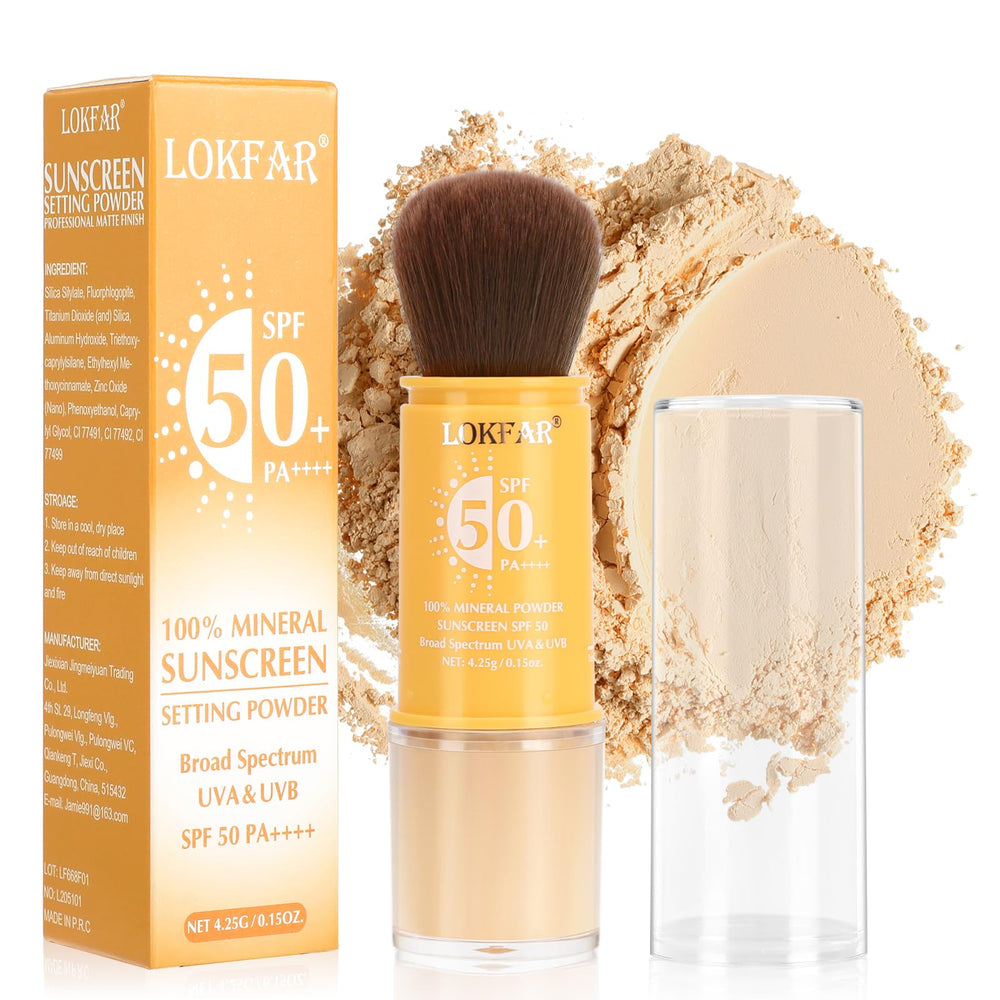 LYBHDAFA product front packaging showing SPF 50 and compact brush benefit