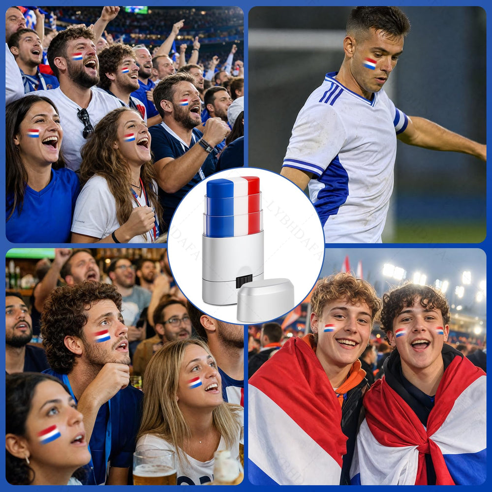 LYBHDAFA cheek swipe in action delivering instant triple-color patriotism