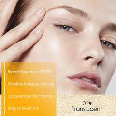 LYBHDAFA applying powder on cheek for instant oil control and SPF protection