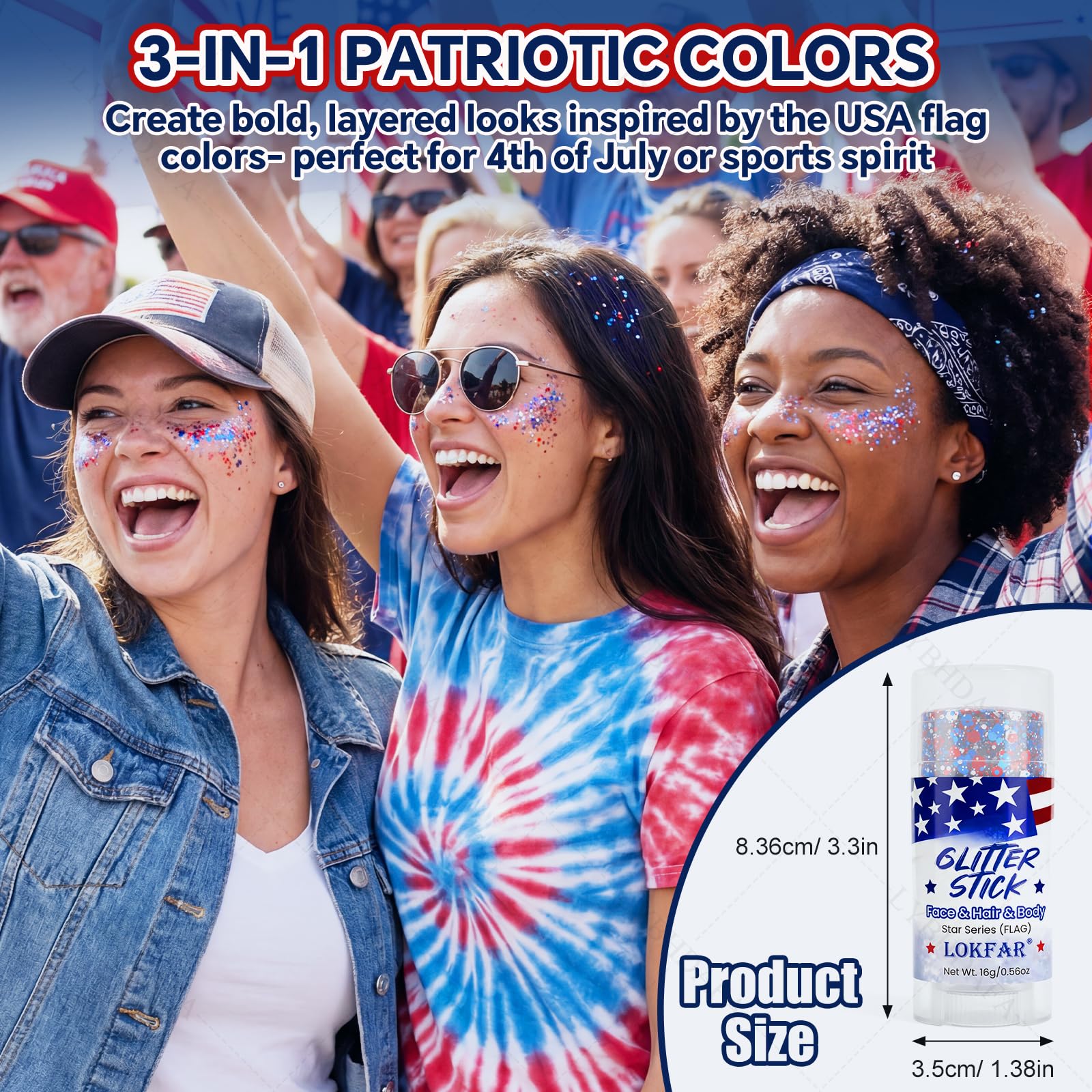 LYBHDAFA applied under eye for festive patriotic makeup boost
