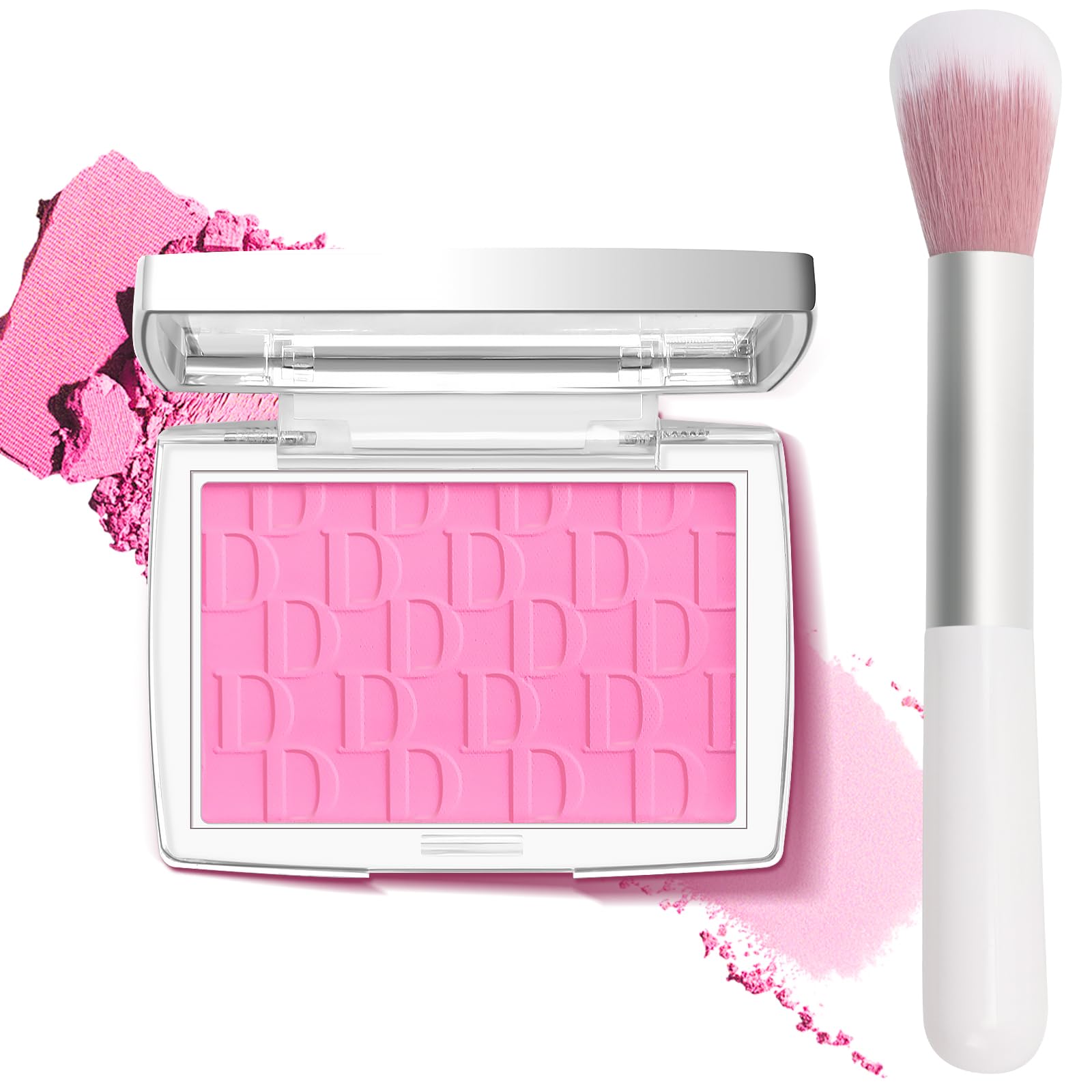 LYBHDAFA compact front view showing matte pink blush, convenient portability