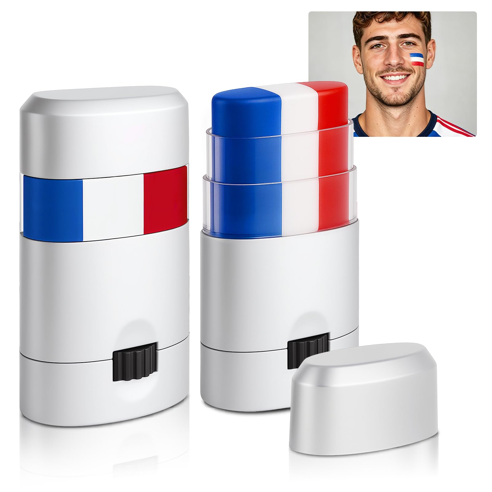 LYBHDAFA face paint stick front view shows patriotic colors and portability
