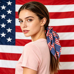 LYLYNB worn as a ponytail on model illustrating festive look and strong hold