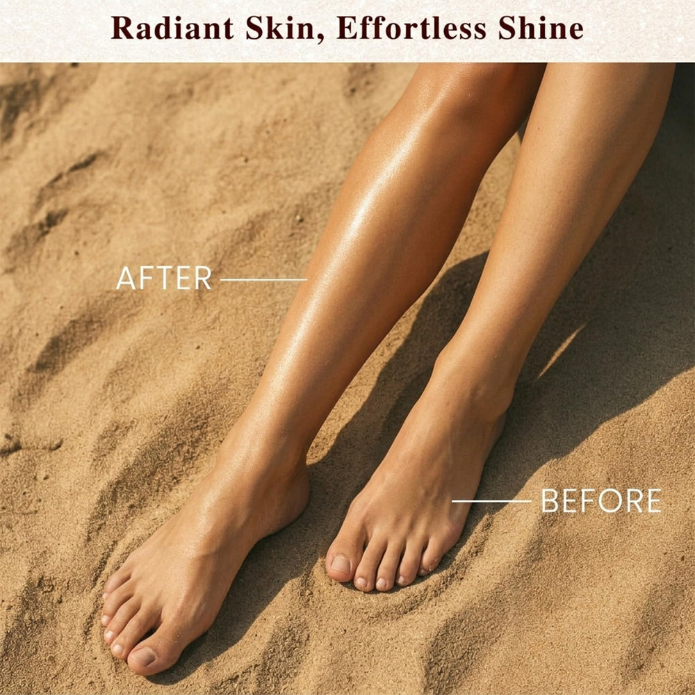 LyriLory highlighted collarbones and shoulders demonstrating all-over body glow
