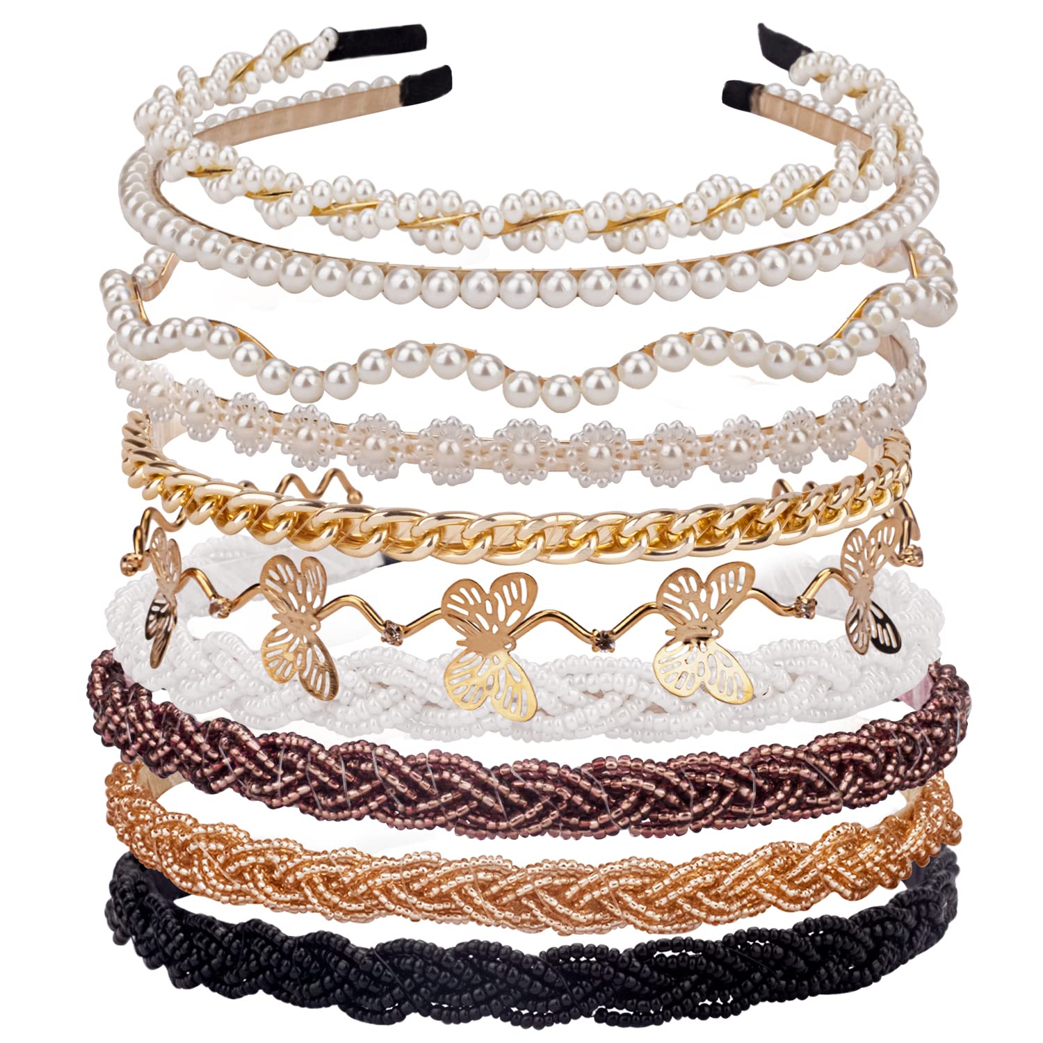 LYroo front pack display showing ten different headband styles and colors for outfit variety