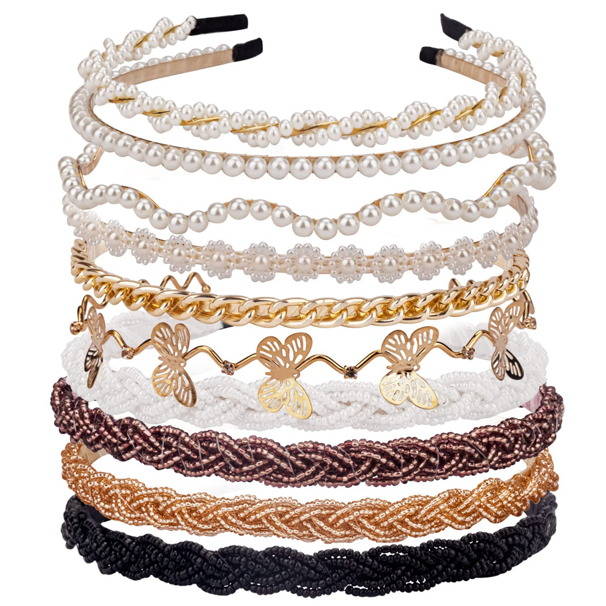 LYroo front pack display showing ten different headband styles and colors for outfit variety