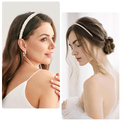 LYroo thin pink headbands stacked to show layering and styling options