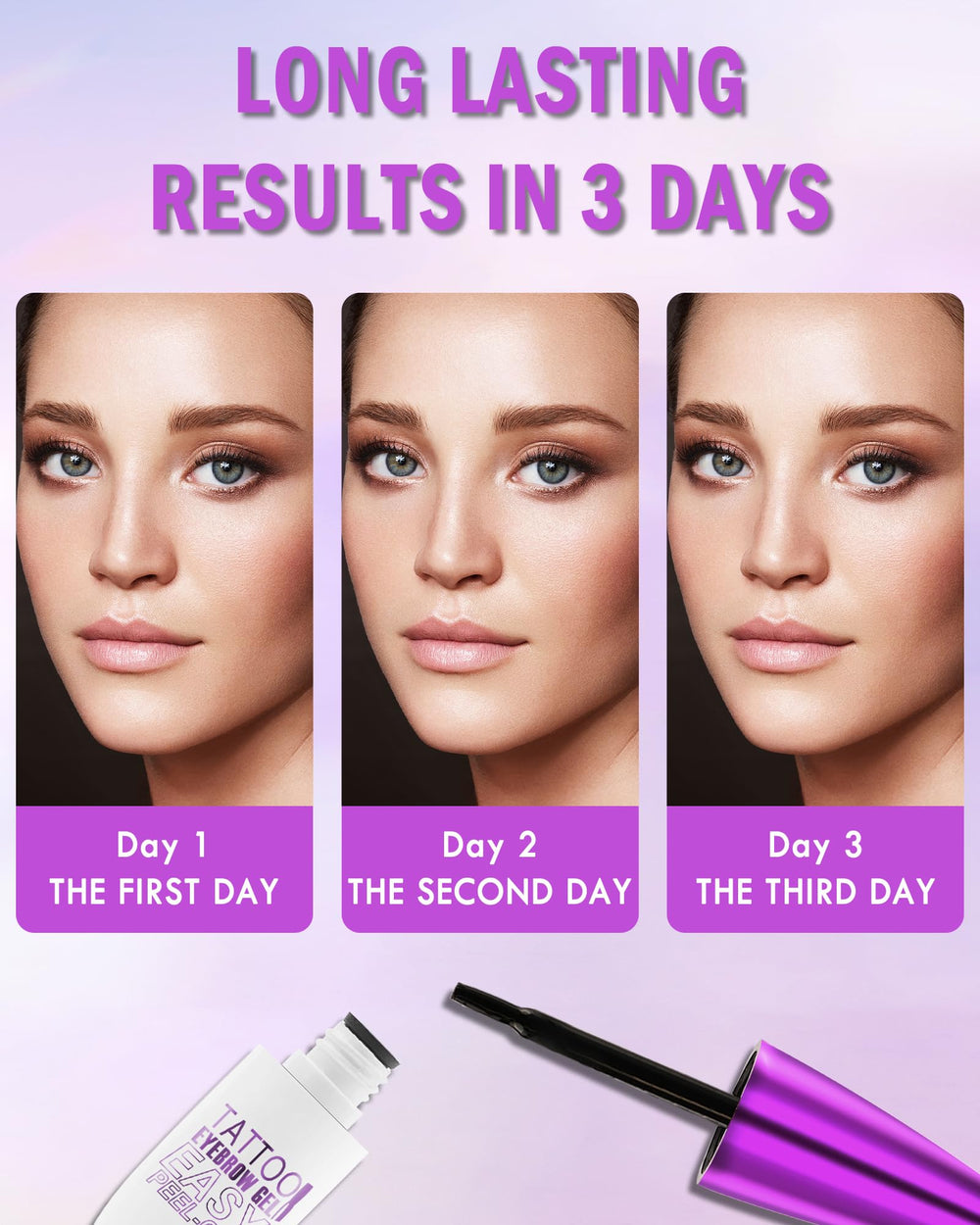 LYSdefeu applying gel with brush on eyebrow for precise shape control