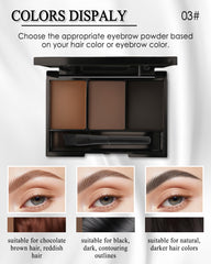 LYSdefeu close-up of three brow shades highlights blendable texture