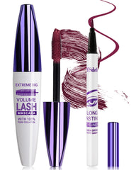LYSdefeu front packaging of burgundy mascara and eyeliner set, shows coordinated color benefit