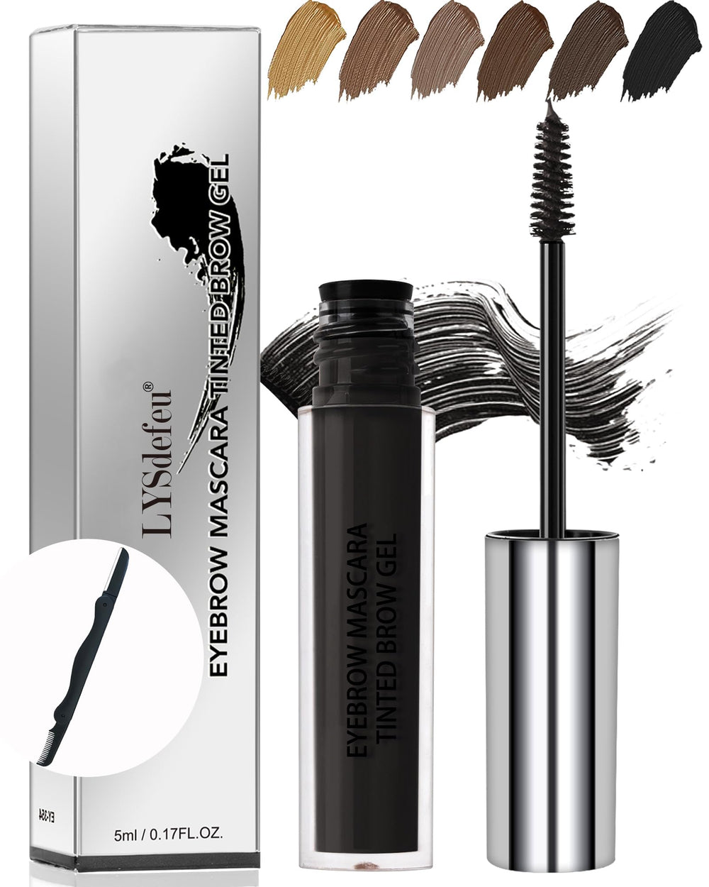 LYSdefeu front packaging showing ebony brow kit and benefits