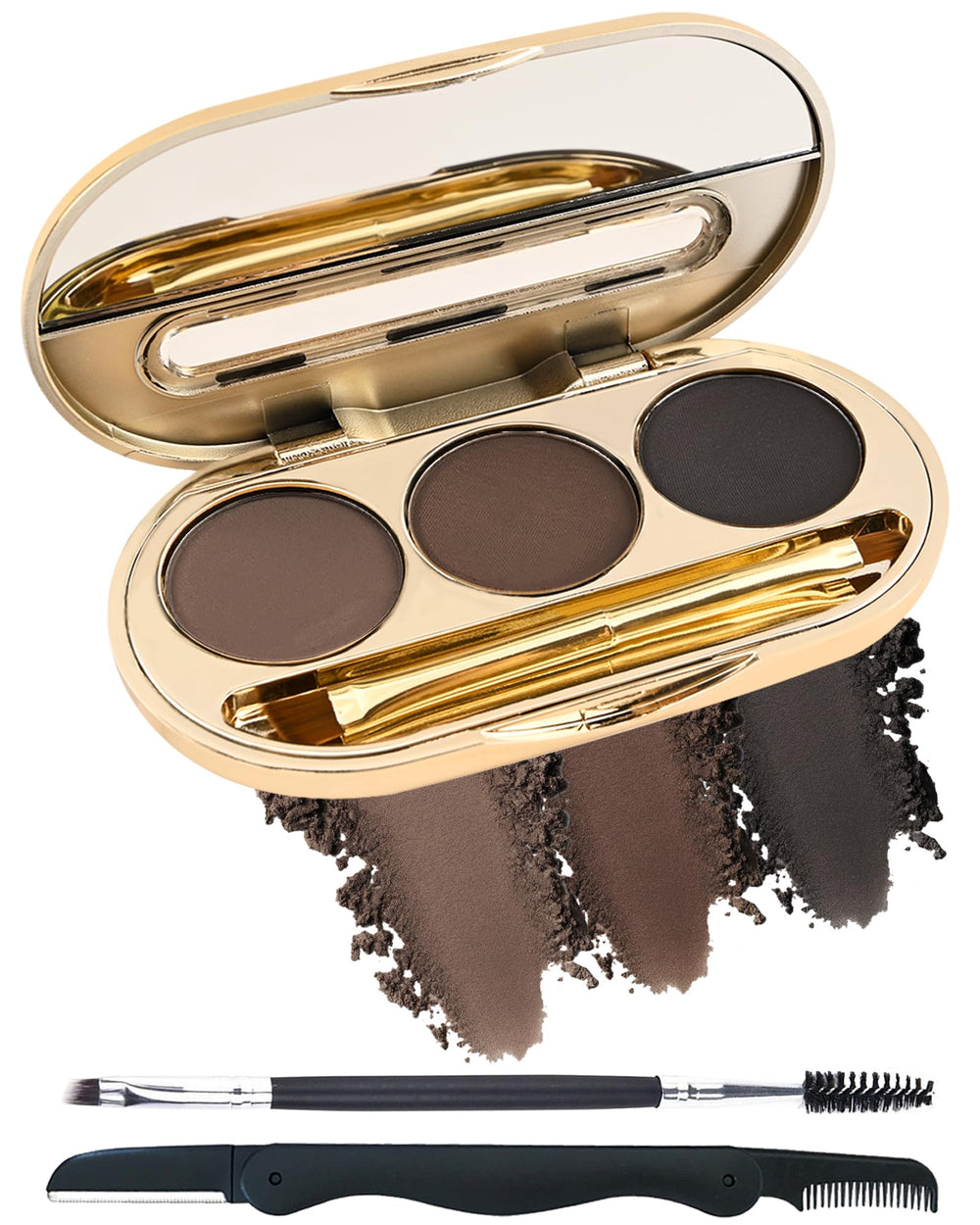 LYSdefeu palette front view showing three shades and mirror for quick grooming
