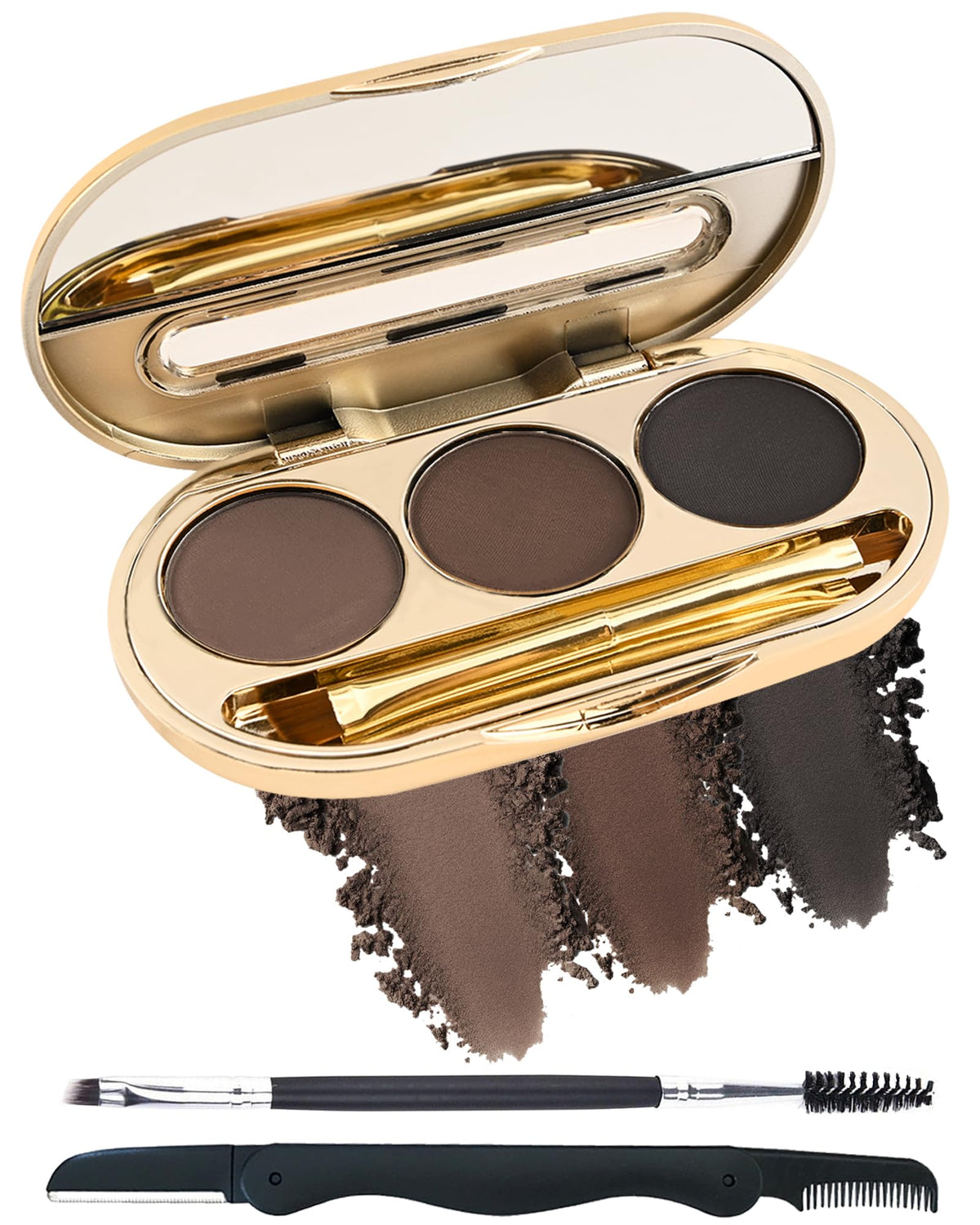 LYSdefeu palette front view showing three shades and mirror for quick grooming