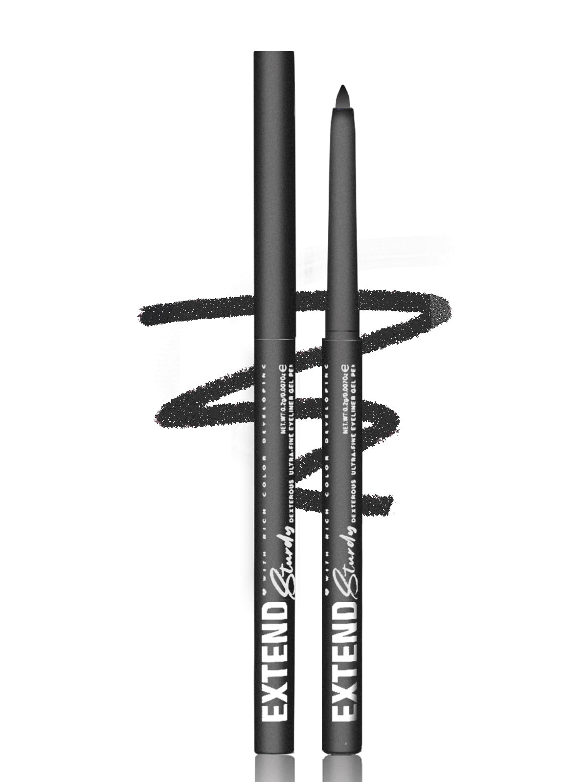 LYSdefeu front packaging showing shimmer black liner and compact design benefit