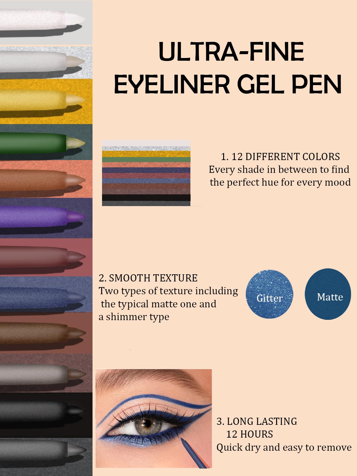 LYSdefeu glitter sheen swatched on eyelid to show metallic brightness benefit
