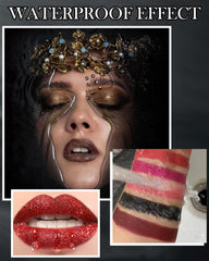 LYSdefeu lip swatch on skin showing true wine red pigment and high payoff