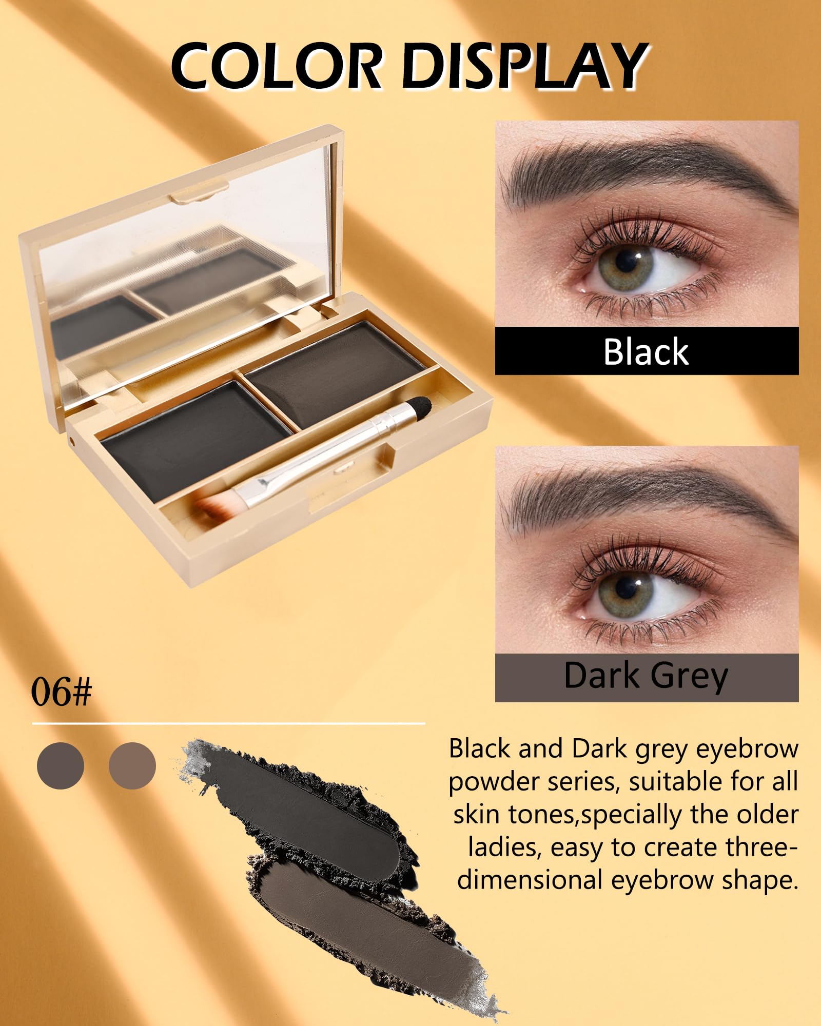 LYSdefeu open palette with mirror displaying two matching brow shades for shaping
