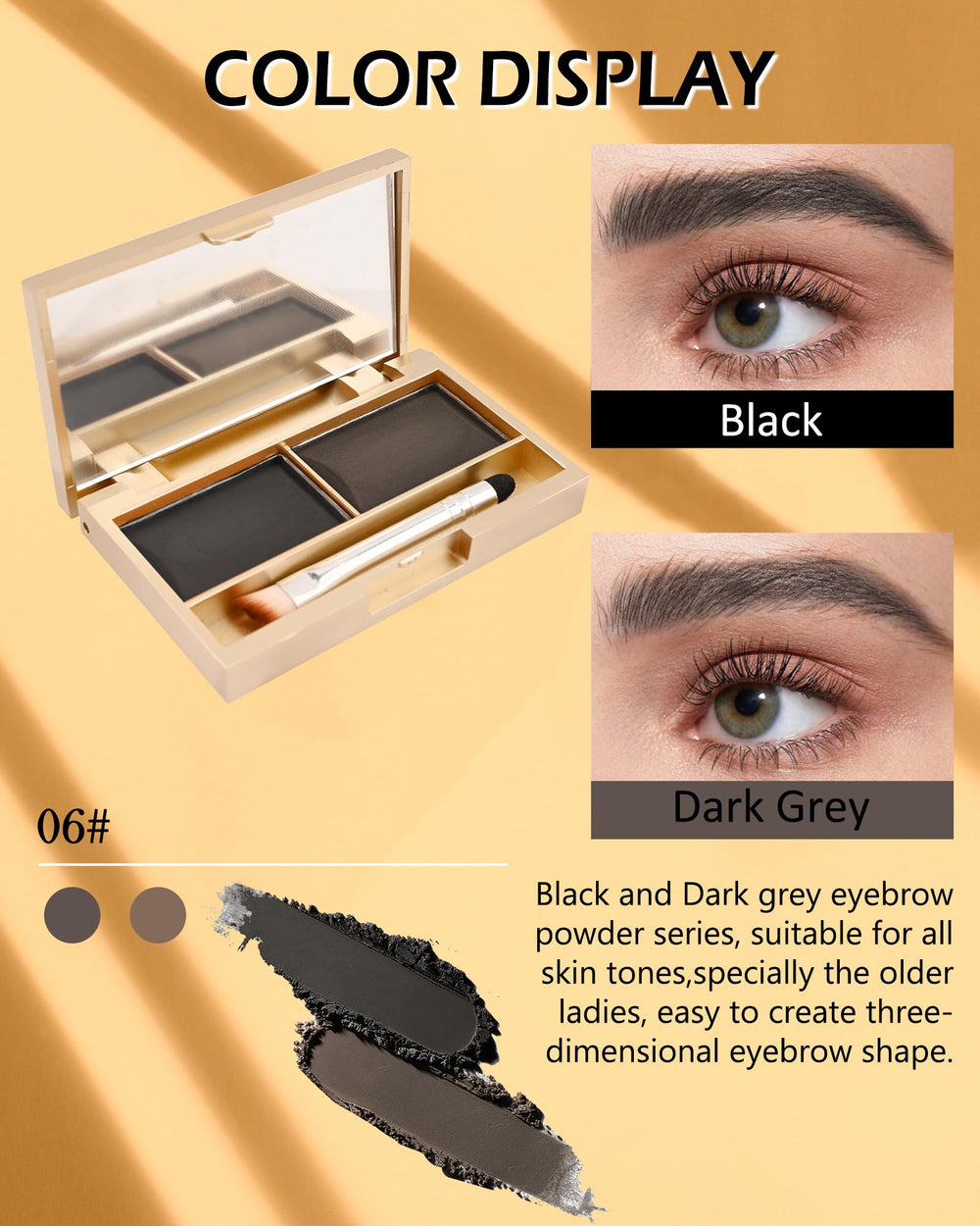 LYSdefeu open palette with mirror displaying two matching brow shades for shaping