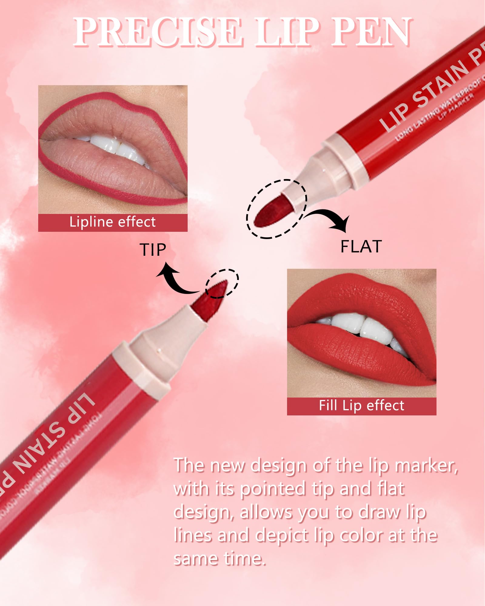 LYSdefeu pen applying color to lips showing smooth, even coverage benefit